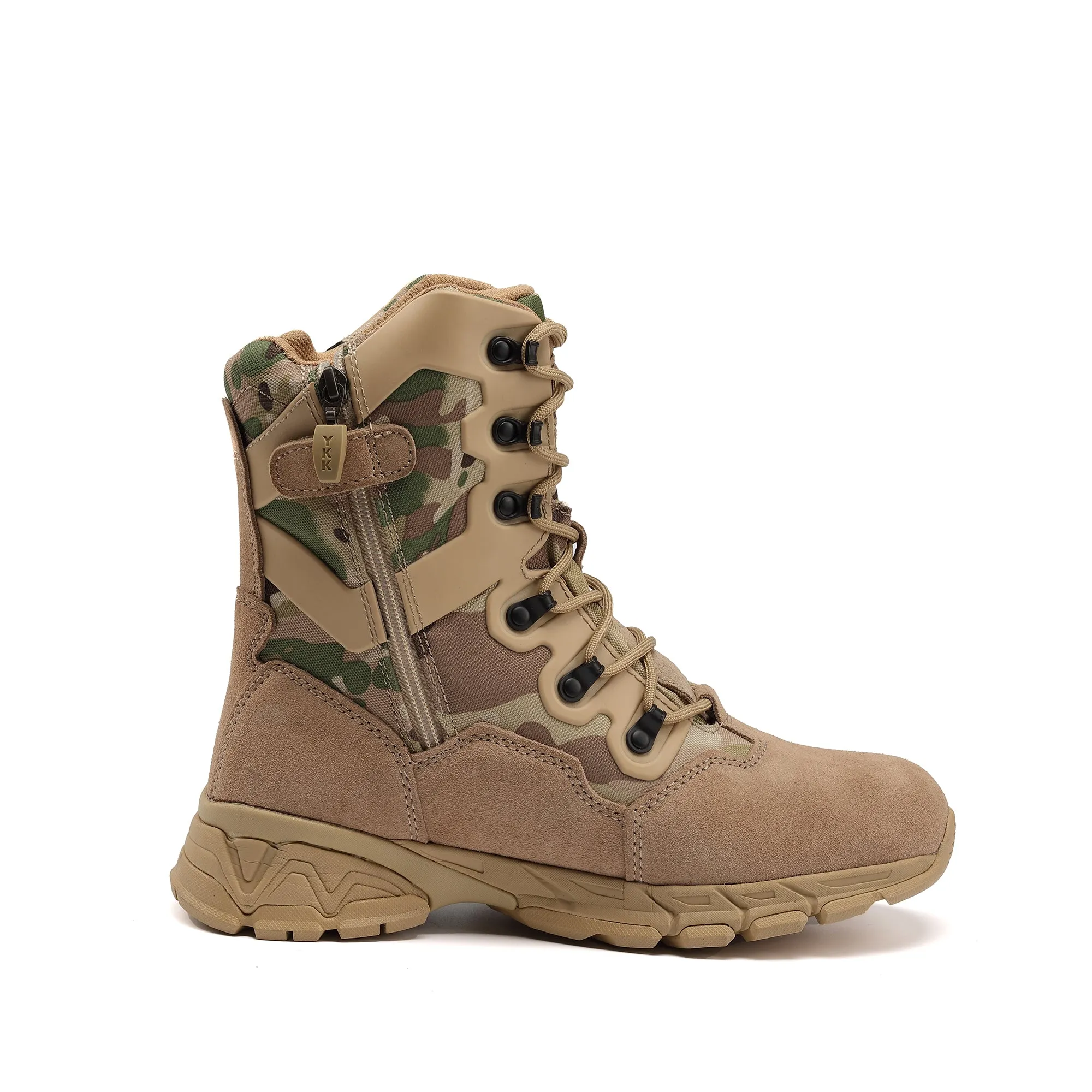 AM1001 8" Men's Military Tactical Work Boots, Hiking Motorcycle Combat Boots with YKK Side Zipper