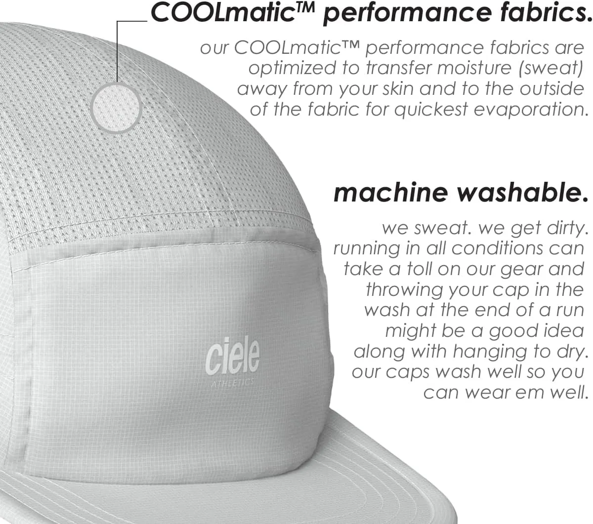 Ciele Athletics ALZCap - Premium, Small Brim, Washable Moisture Wicking Hat with Sun Protection, 5-Panel Knit Running Hat