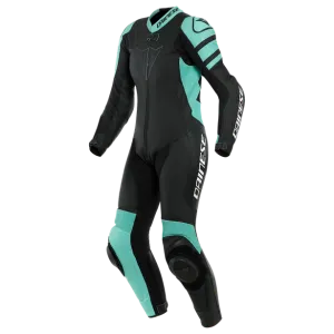 Dainese Killalane One Piece Lady Suit Perforated Leather Black Aqua Green