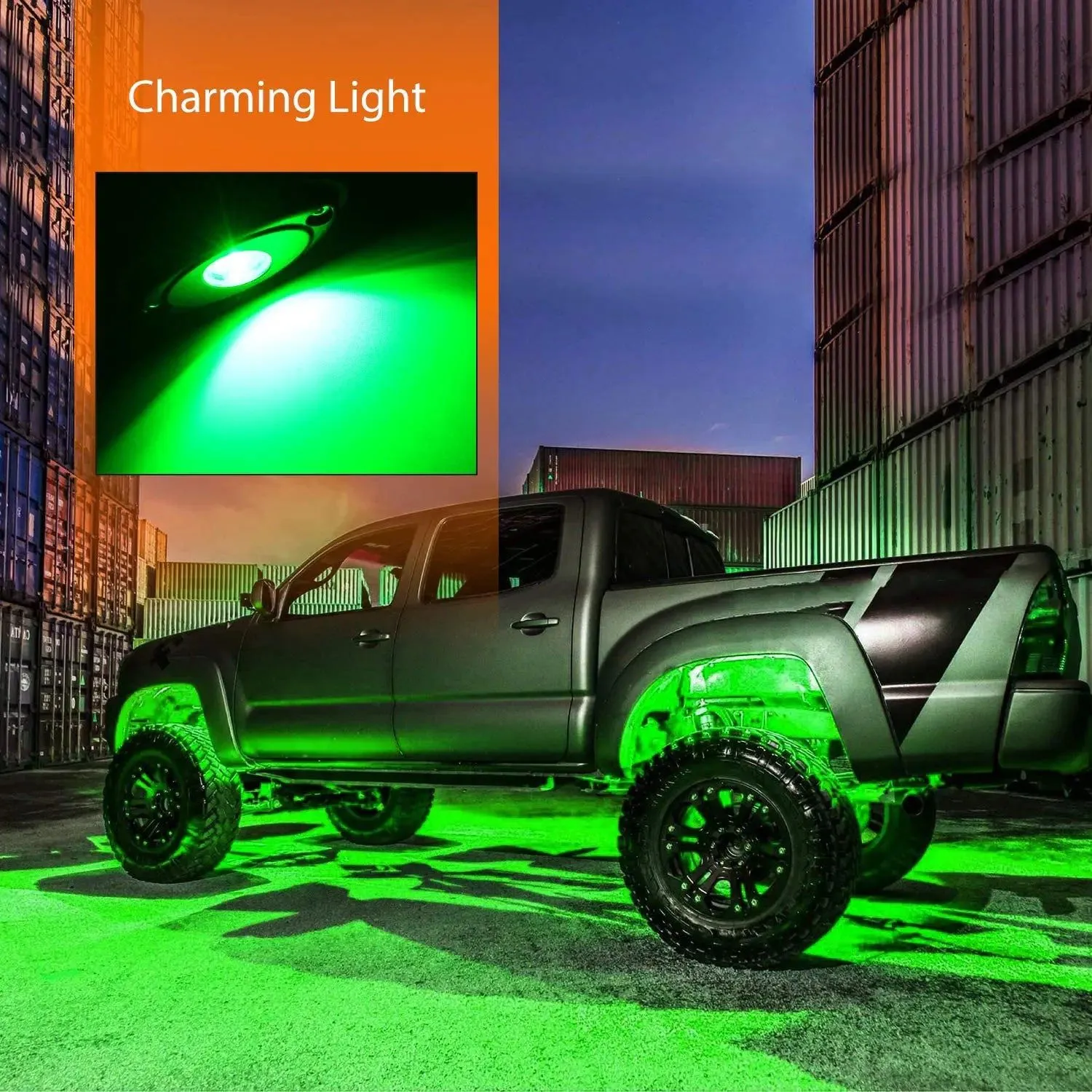 Green LED Rock Lights (6 Pcs)