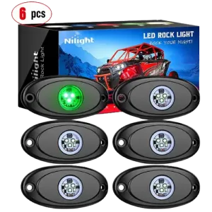 Green LED Rock Lights (6 Pcs)