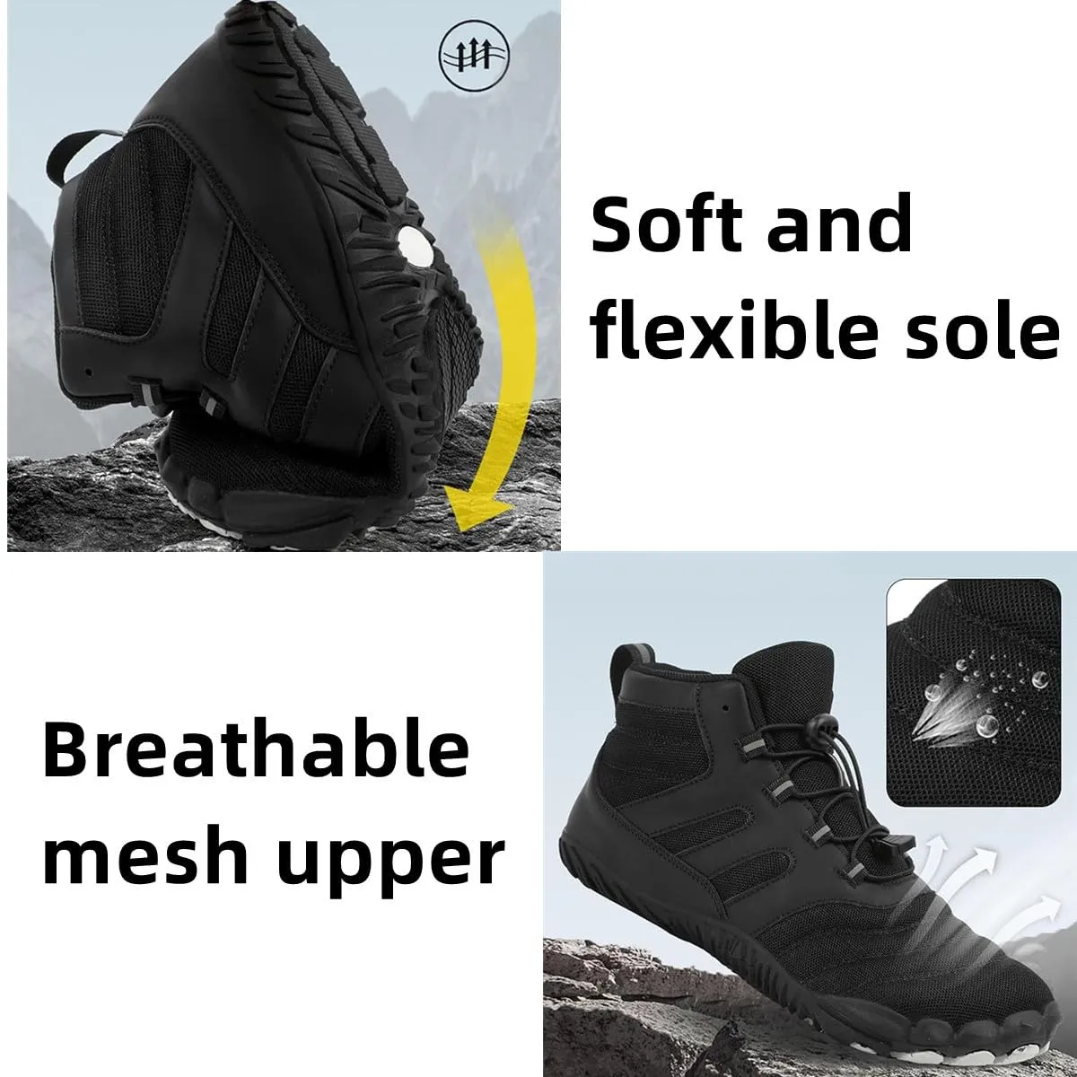 Hiking Boots Waterproof Wide Toe Box Barefoot Walking Climbing Shoes
