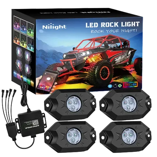 LED RGB Rock Lights Bluetooth Underglow Multicolor Neon (4 Pods)