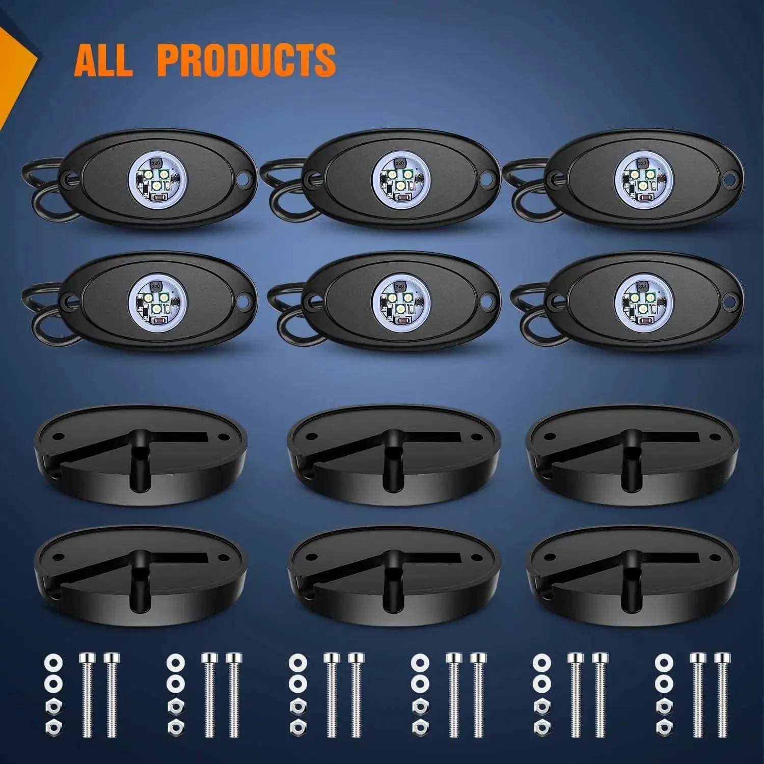 White LED Rock Lights (6 Pcs)